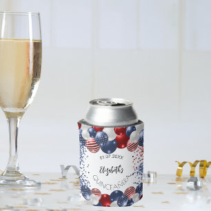 Porta-lata Quinceanera patriótica EUA vermelho bandeira azul