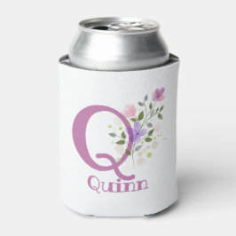 Porta-lata Quinn Nome com um Desenho Floral