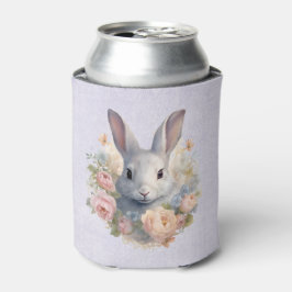 Porta-lata Rabbit Surrounded by Pastel Flowers Cute