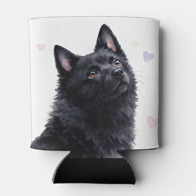 Porta-lata Raça de cachorro Schipperke com Corações (Traseira)