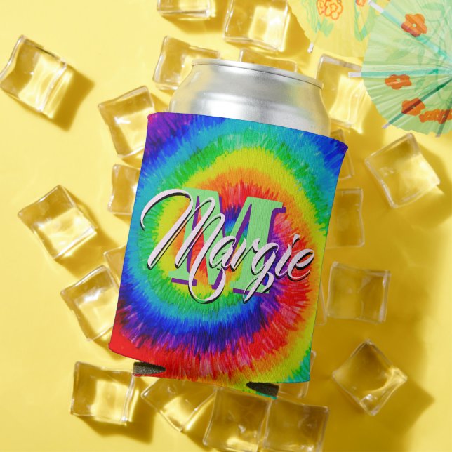 Porta-lata Rainbow Tie-Dye Alcohol Ink (Verão in situ)