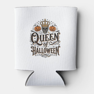 Porta-lata Rainha do Halloween Camisa de Abóbora de Crânio Vi