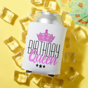 Porta-lata Rainha e Coroa Rosa de Aniversário