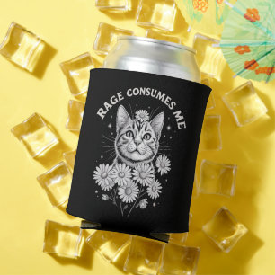 Porta-lata Raiva de Gato Me Consome Piada Sarcástica Flor de