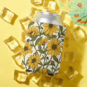 Porta-lata Raízes de sol, girassol selvagem em branco