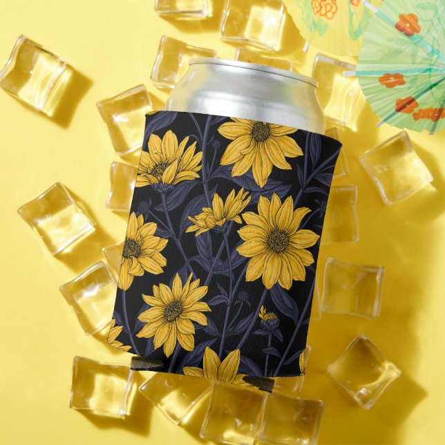 Porta-lata Raízes solares, girassol selvagem, amarelo e azul (Verão in situ)