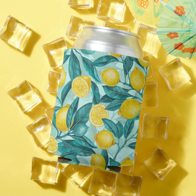 Porta-lata Ramais de limão em azul e amarelo (Verão in situ)