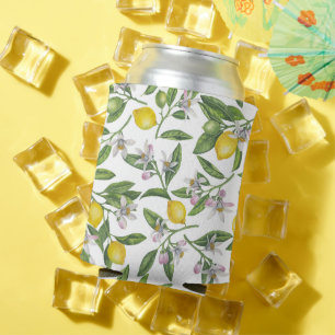 Porta-lata Ramos de limão com flores e fruta em branco