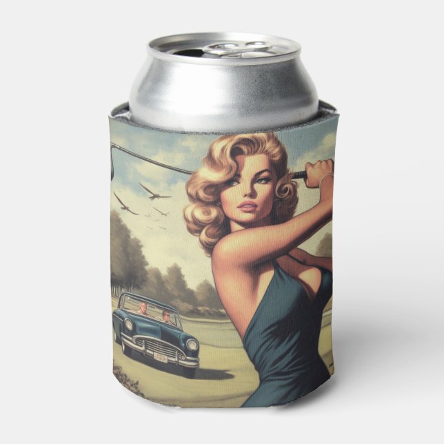 Porta-lata Rapariga de Golfe Retro (Can Front)