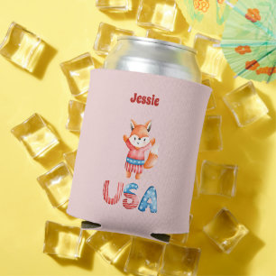 Porta-lata Raposa Patriótica Cuta Personalizada