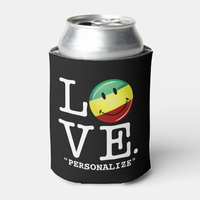 Porta-lata Rastafarian Love Happy Rasta Flag (Can Front)