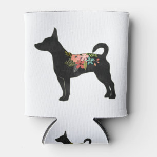 Porta-lata Rat Terrier CN Dog Boho Floral Silhouette