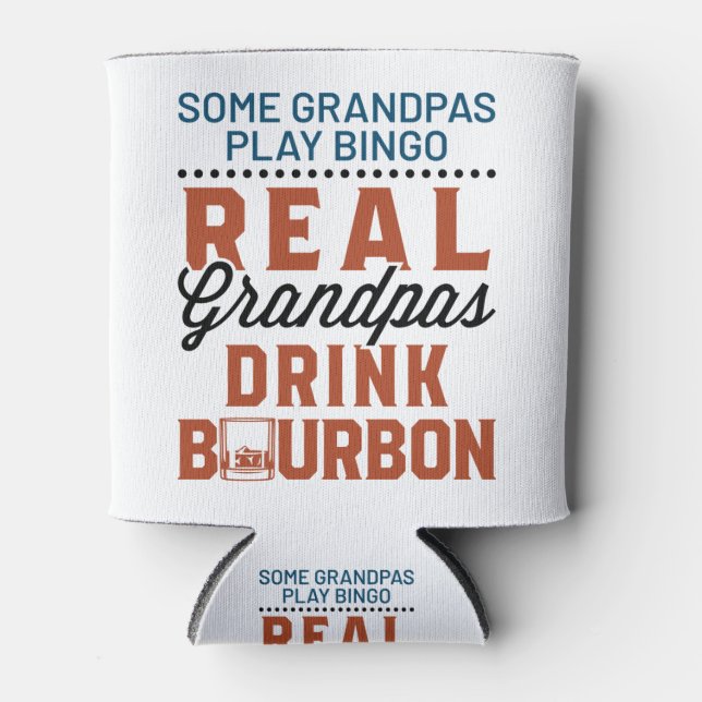 Porta-lata Real Grandpas Bebem Bourbon Engraçado Whiskey Drin (Frente)