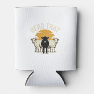 Porta-lata Rebanho da Vaca Engraçada Desenho de Gravura Vinta