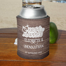 Porta-lata Recem casados Rustic Wood Elegant Wedding Favor