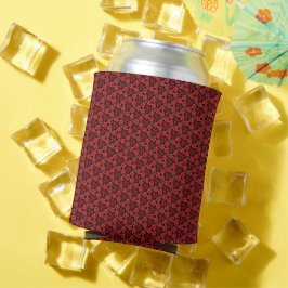 Porta-lata Red and Black Floral Show Can Cooler