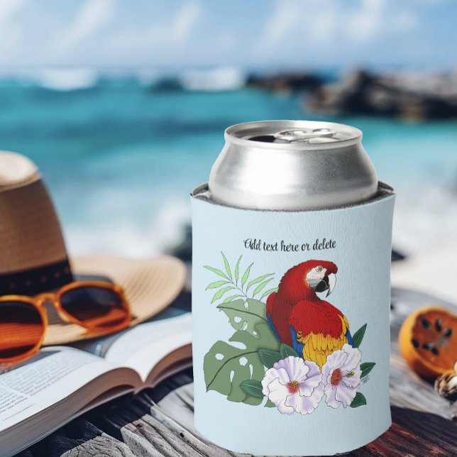 Porta-lata Red Macaw Tropical Bird Floral Parrot (Criador carregado)