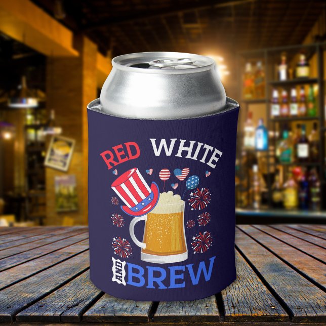 Porta-lata Red White and Brew - Funny 4th July Celebration (Criador carregado)