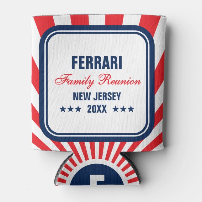 Porta-lata Red White Blue Family Reunion Cooler Personalizado (Frente)