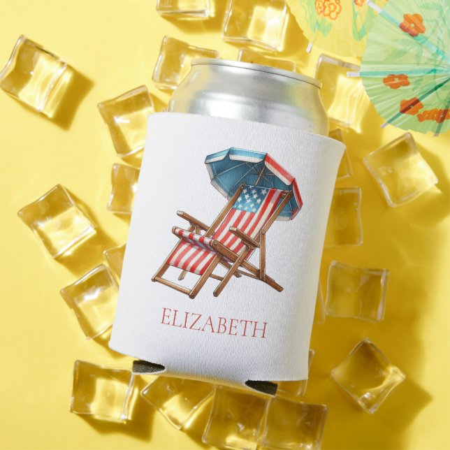 Porta-lata Red White e Blue 4 de julho Praia (Verão in situ)