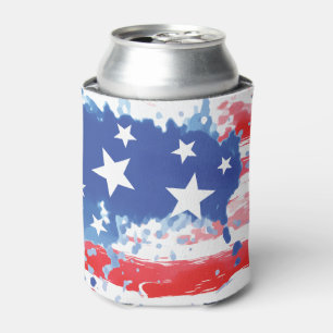 Porta-lata Red White e Blue American Flag Splatter