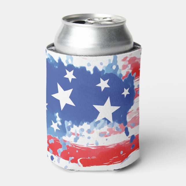 Porta-lata Red White e Blue American Flag Splatter (Can Front)