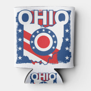 Porta-lata Red White e Blue Patriotic Grunge Ohio