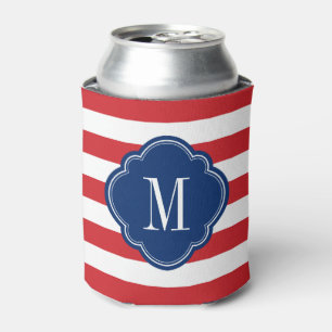 Porta-lata Red White e Blue Patriotic Stripes Monograma