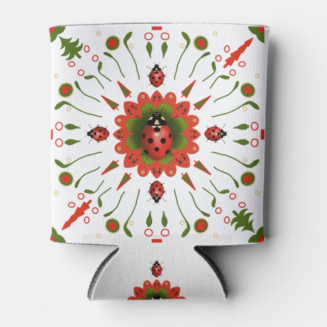 Porta-lata Red, white, & green ladybug design  (Frente)