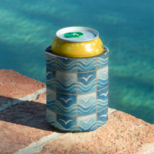 Porta-lata Refrigerador de Lata com Padrão de Azulejo Azul Po