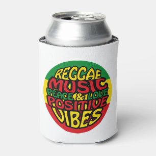 Porta-lata Reggae Music com afirmações positivas
