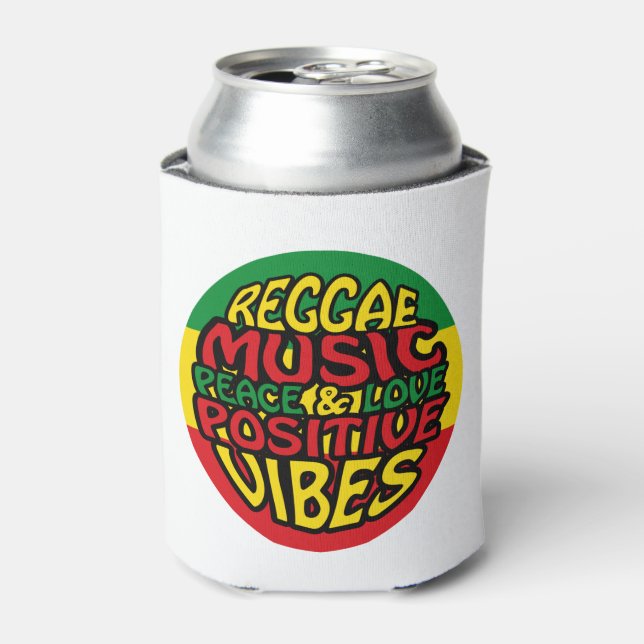 Porta-lata Reggae Music com afirmações positivas (Can Front)