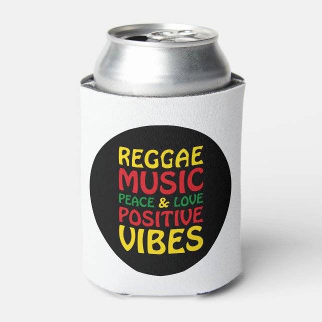 Porta-lata Reggae Music com afirmações positivas (Can Front)