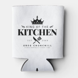 Porta-lata Rei da Cozinha Foodie Men Personalizado Branco