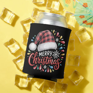 Porta-lata Rena Feliz Natal Família Natal Xadrez Vermelho