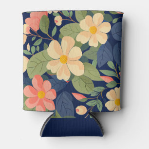 Porta-lata Resfriador de Bebida Azul Rosa Floral Botânica