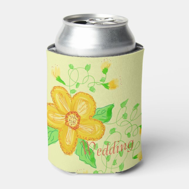 Porta-lata Retentor de Bebida de Casamento do Designer Amarel (Can Front)