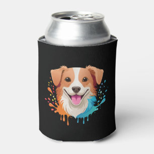 Porta-lata Retrato de um cãozinho fofo com cores fluidas a es