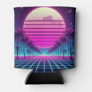 Porta-lata retrô, 80 anos lua neon/palmas