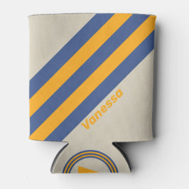 Porta-lata Retro Azul Esmagar Listras do Pôr do Sol com Nome