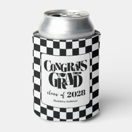 Porta-lata Retro Class of Congrats Graduation Black And White