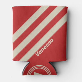 Porta-lata Retro Crimson Três Listras com Nome