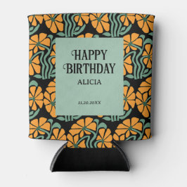 Porta-lata Retro Funky Groovy Daisy Birthday pode resfriar