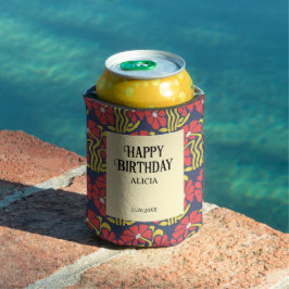 Porta-lata Retro Funky Groovy Trippy Daisy Floral Birthday