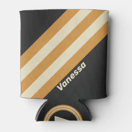 Porta-lata Retro Golden Horizon Stripes with Name