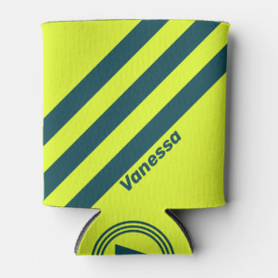Porta-lata Retro HI VIS Amarelo Três Listras com Nome
