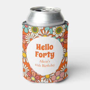 Porta-lata Retro Hippie Groovy Flower Hello Quarty Birthday