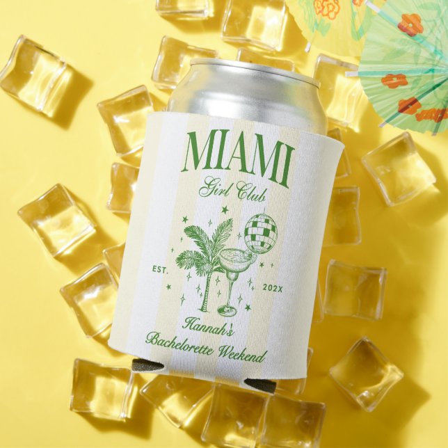 Porta-lata Retro Modern Green & Yellow Miami Bach Party (Verão in situ)