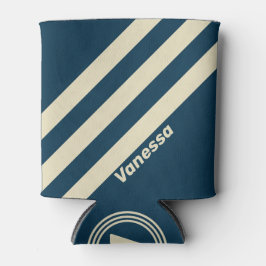 Porta-lata Retro Navy Fade Três Listras com Nome