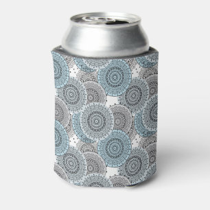 Porta-lata Retro, padrão retrô, azul e cinza, elegante